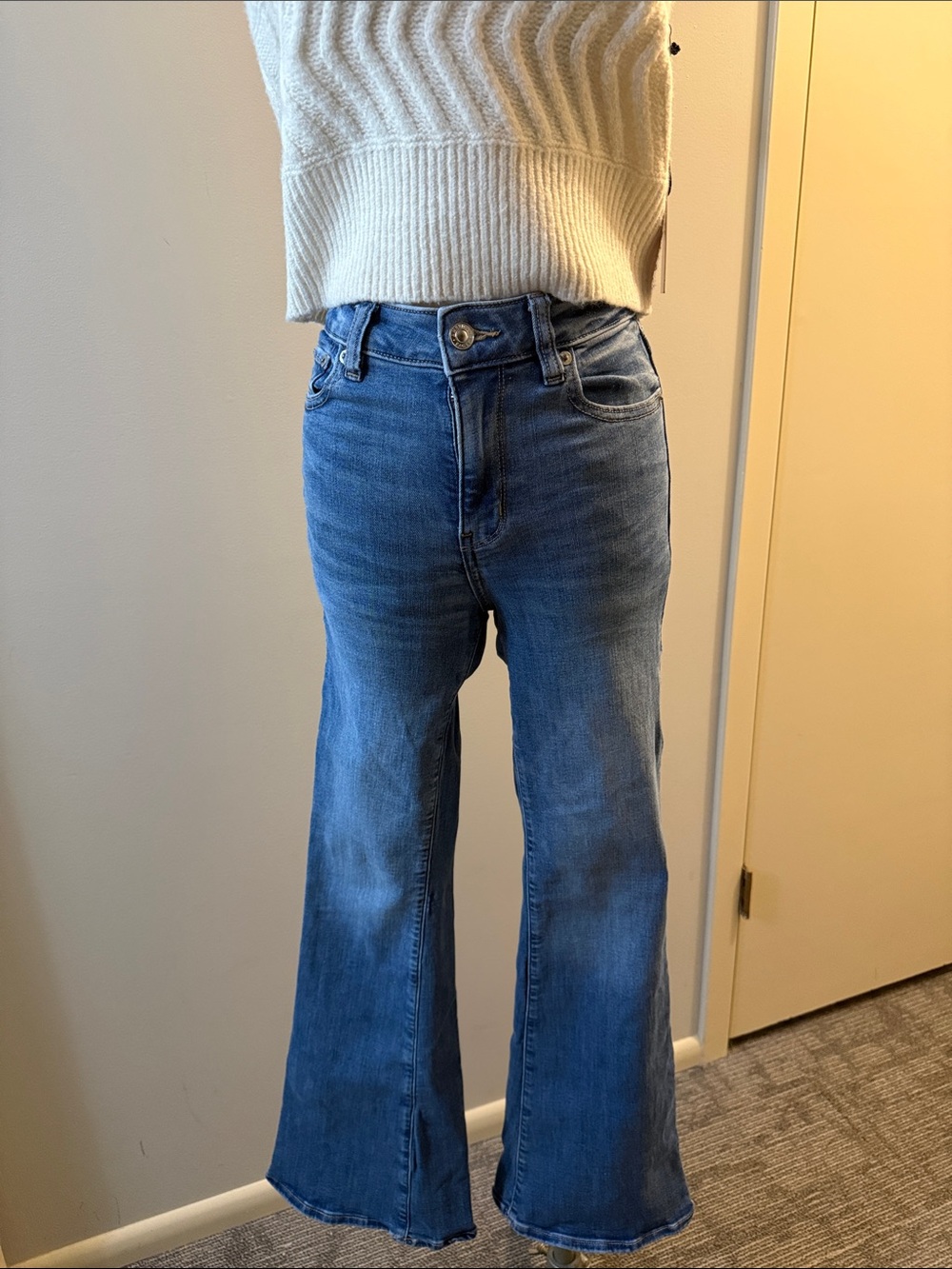 American Eagle Outfitters Medium Blue High-Rise Flare Jeans